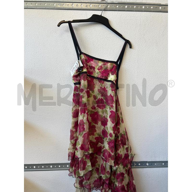 VESTITO DONNA FANTASIA BEIGE FIORI SETA BLUE BLANC ROUGE+STOLA  | Mercatino dell'Usato Albenga 1