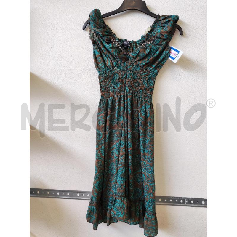 VESTITO DONNA FANTASIA MARRONE FOGLIE CHA CHA | Mercatino dell'Usato Albenga 1