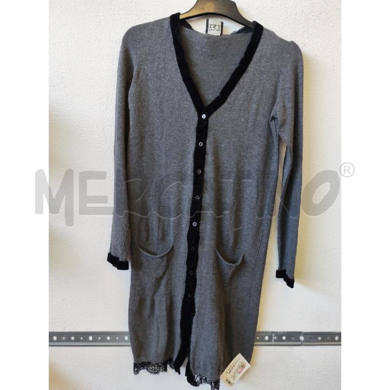 VESTITO DONNA GRIGIO BOTTONI PIZZO NERO FONDO TWINSET  | Mercatino dell'Usato Albenga 1