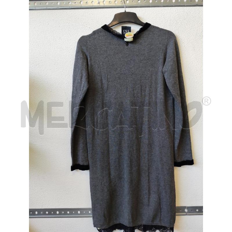 VESTITO DONNA GRIGIO BOTTONI PIZZO NERO FONDO TWINSET  | Mercatino dell'Usato Albenga 2
