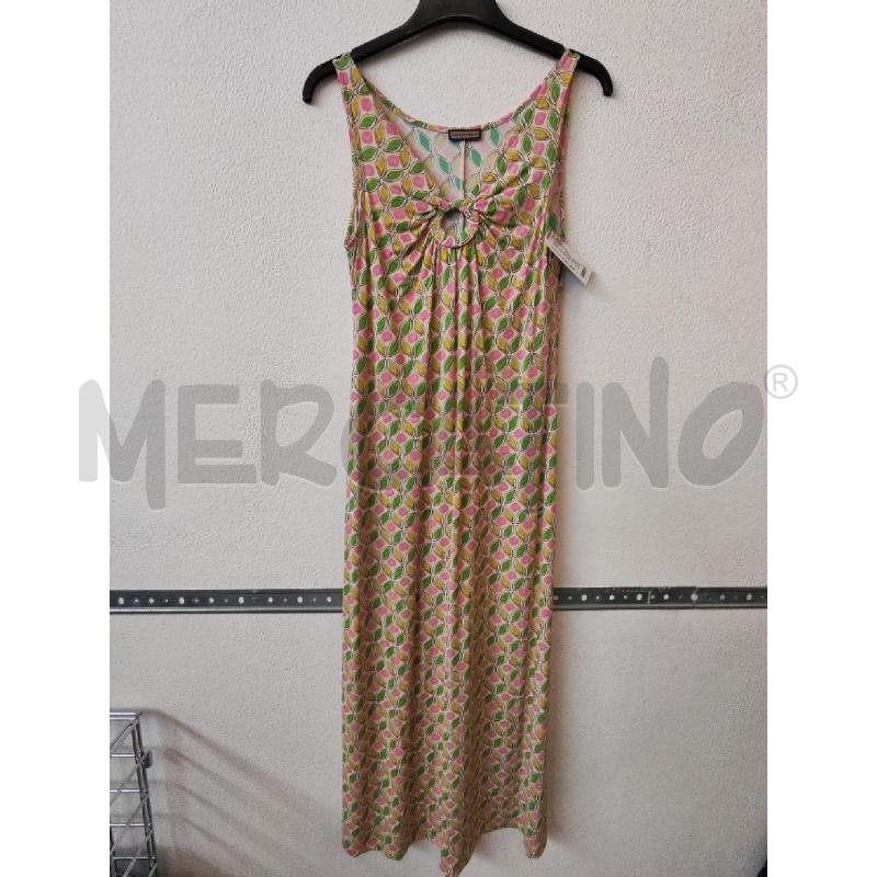 VESTITO DONNA LUNGO ROSA FOGLIE FANTASIA MALIPARMI  | Mercatino dell'Usato Albenga 1