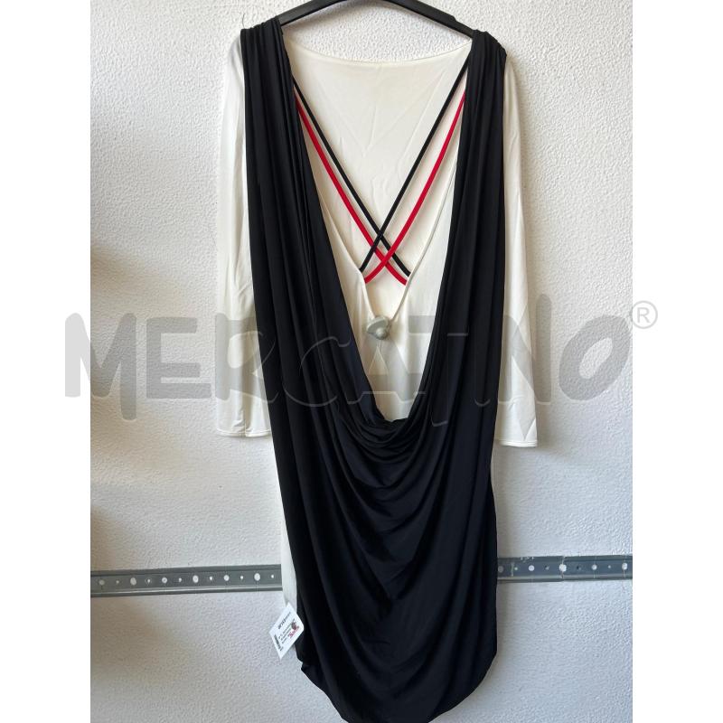 VESTITO DONNA NERO BIANCO ROSSO INTRECCIATO MANGANO | Mercatino dell'Usato Albenga 1