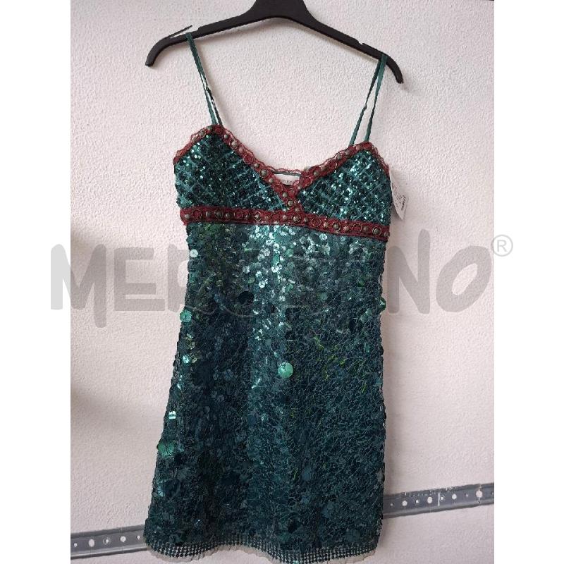 VESTITO DONNA VERDE TUTTO STRASS PINKO | Mercatino dell'Usato Albenga 1