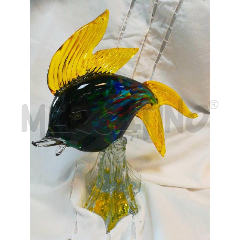 PESCE VETRO DI MURANO CORPO ARCOBALENO PINNE GIALLE  | Mercatino dell'Usato Cosseria 5