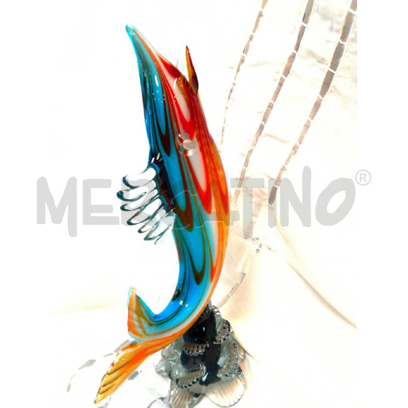 PESCE VETRO DI MURANO VECCHIO AZZURRO E ROSSO  | Mercatino dell'Usato Cosseria 2