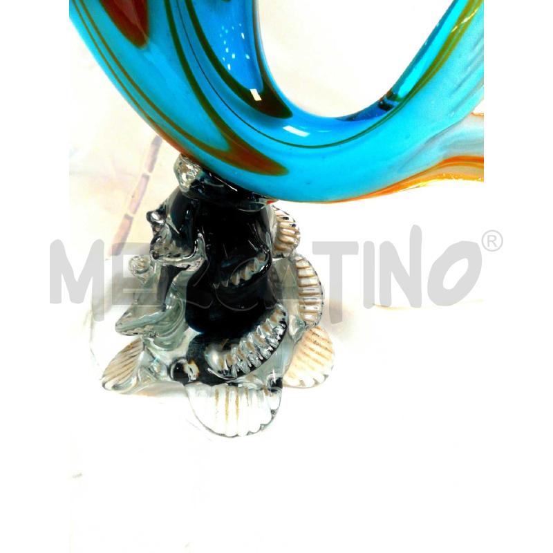 PESCE VETRO DI MURANO VECCHIO AZZURRO E ROSSO  | Mercatino dell'Usato Cosseria 3