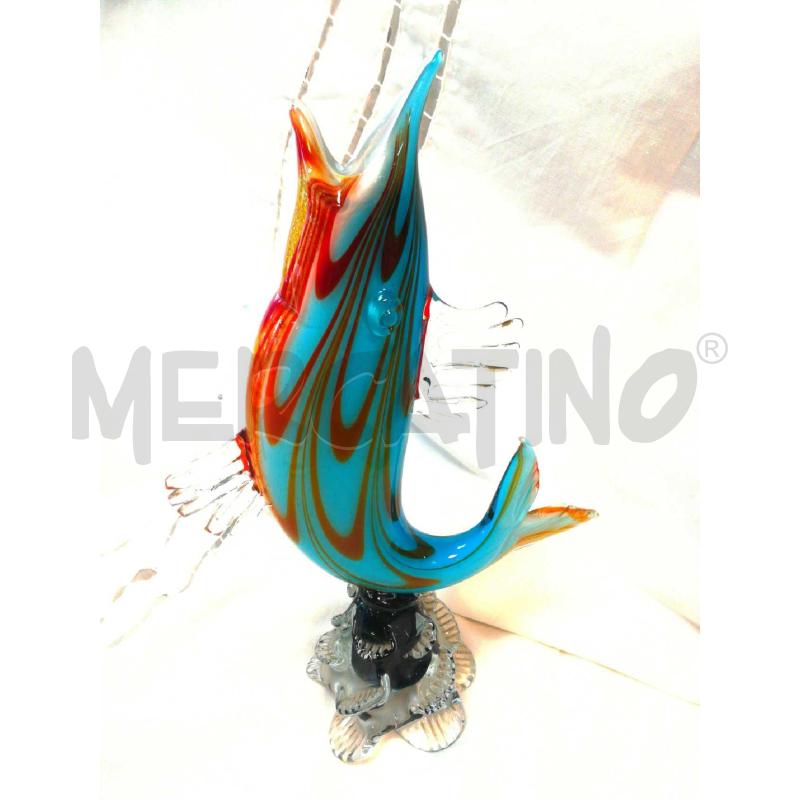 PESCE VETRO DI MURANO VECCHIO AZZURRO E ROSSO  | Mercatino dell'Usato Cosseria 5