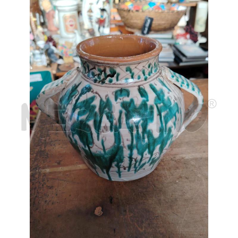ANFORA CERAMICA EUGENIO TACCINI MONTELUPO BEIGE VERDE  | Mercatino dell'Usato Manduria 2