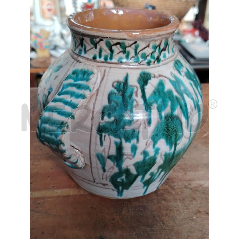 ANFORA CERAMICA EUGENIO TACCINI MONTELUPO BEIGE VERDE  | Mercatino dell'Usato Manduria 3