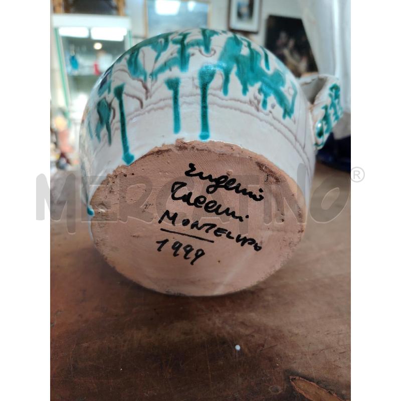 ANFORA CERAMICA EUGENIO TACCINI MONTELUPO BEIGE VERDE  | Mercatino dell'Usato Manduria 5