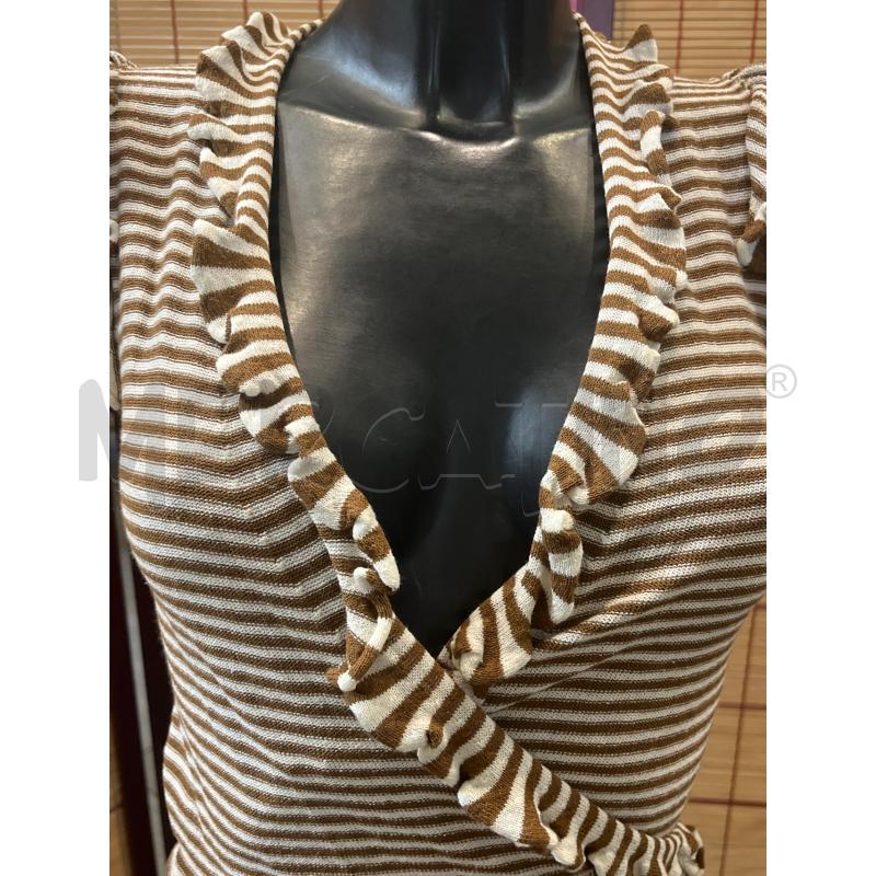 BLUSA DONNA STEFANEL RIGHE MARRONI BIANCHE  | Mercatino dell'Usato Manduria 3
