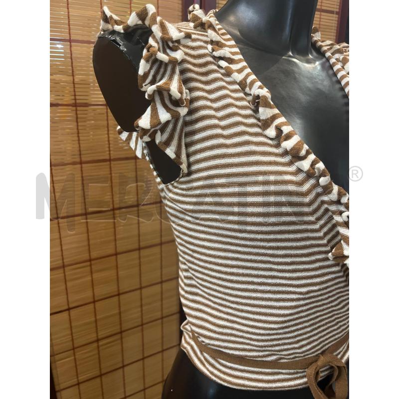 BLUSA DONNA STEFANEL RIGHE MARRONI BIANCHE  | Mercatino dell'Usato Manduria 4
