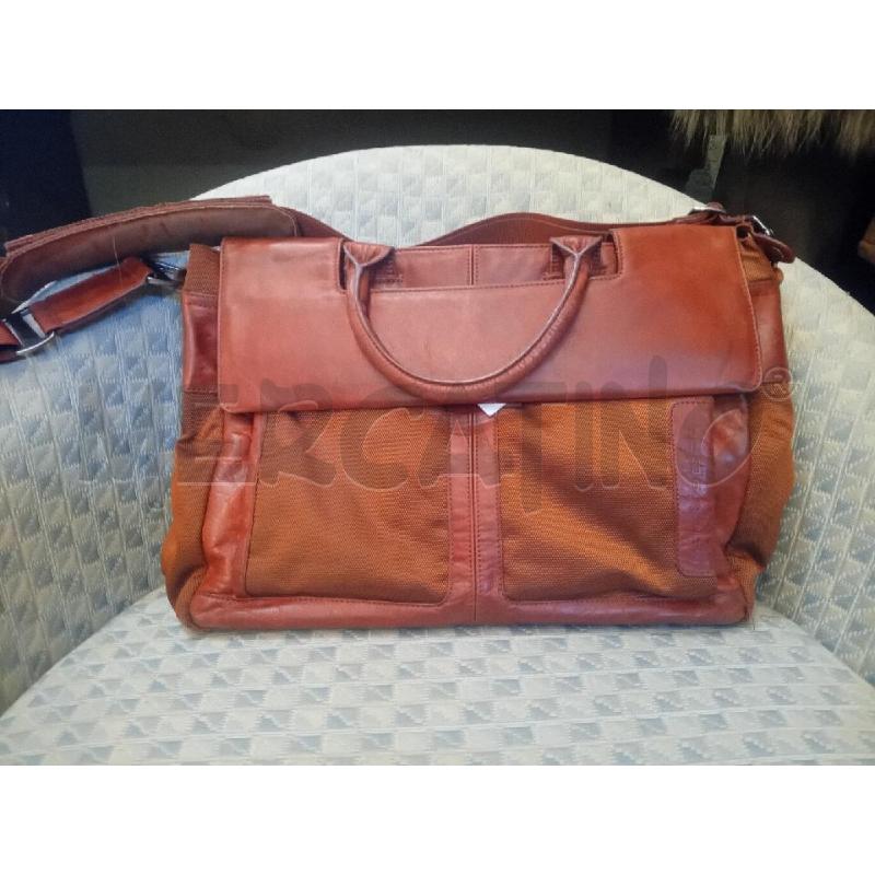BORSA CARTELLA UOMO PIQUADRO PELLE TESSUTO RUGGINE  | Mercatino dell'Usato Manduria 1
