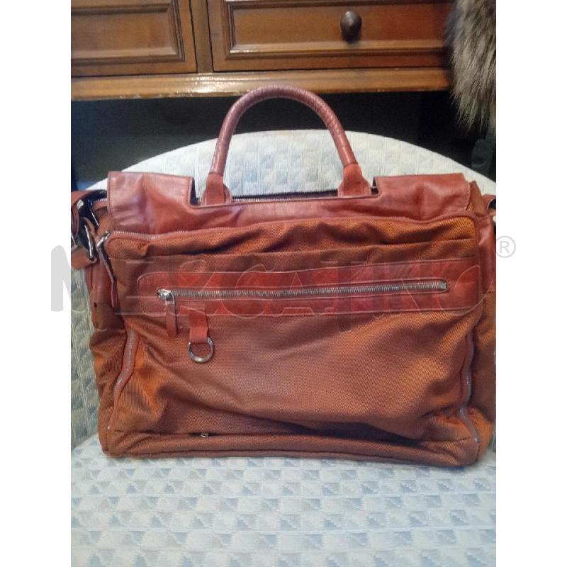 BORSA CARTELLA UOMO PIQUADRO PELLE TESSUTO RUGGINE  | Mercatino dell'Usato Manduria 3