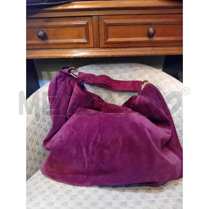 BORSA DONNA FARHAD RE CAMOSCIO VIOLA A SACCHETTO DETT DORATO | Mercatino dell'Usato Manduria 1