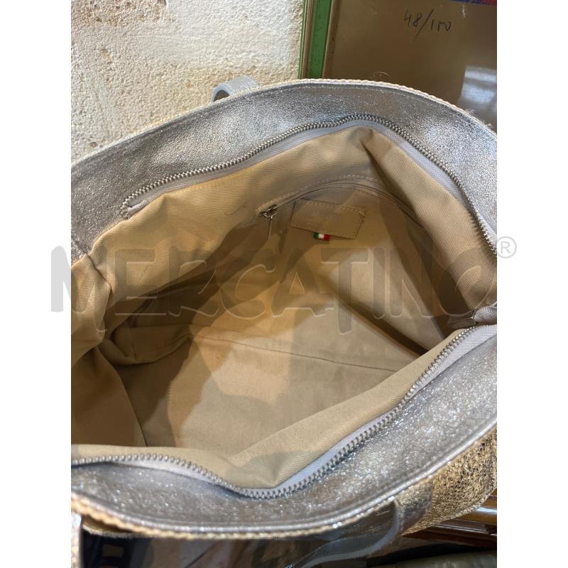 BORSA DONNA M BRC BRACCIALINI PELLE BEIGE ARGENTATA | Mercatino dell'Usato Manduria 4