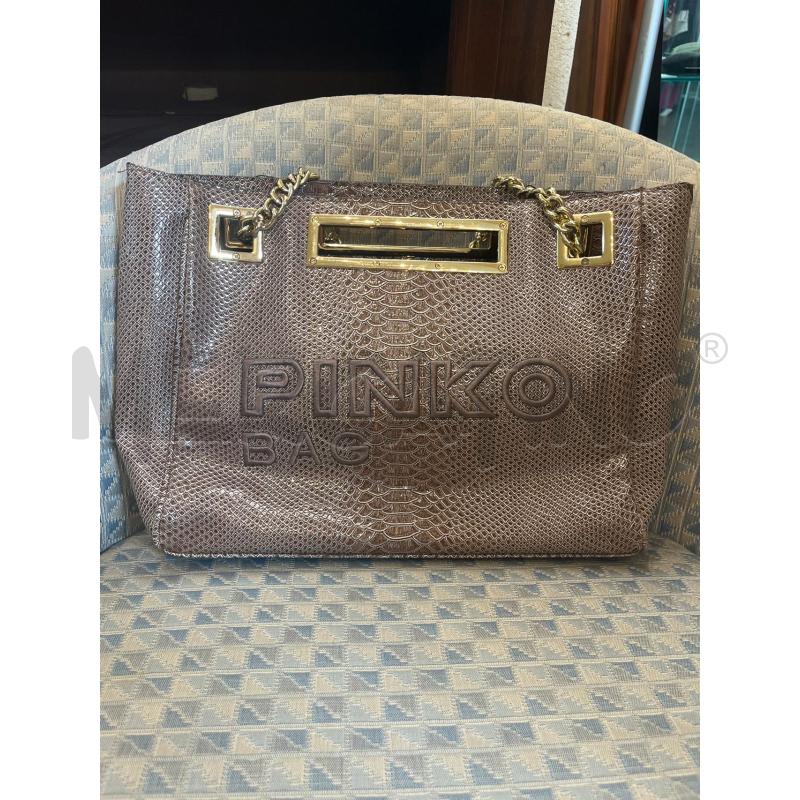 BORSA DONNA PINKO BAG EFFETTO COCCO BEIGE DORATA | Mercatino dell'Usato Manduria 1