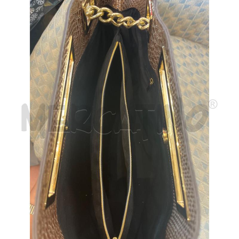 BORSA DONNA PINKO BAG EFFETTO COCCO BEIGE DORATA | Mercatino dell'Usato Manduria 3