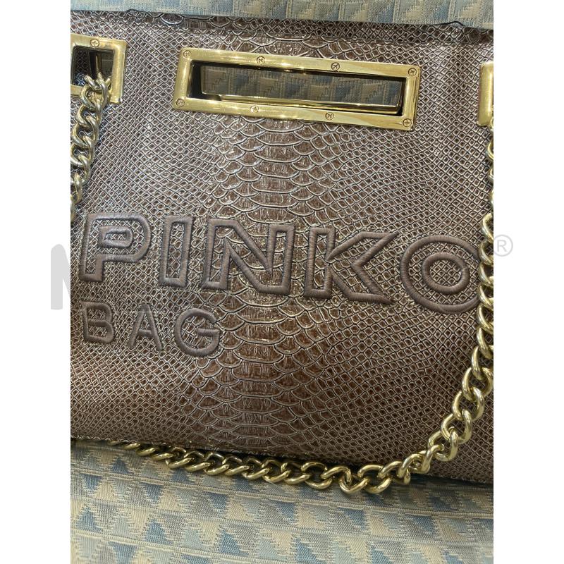 BORSA DONNA PINKO BAG EFFETTO COCCO BEIGE DORATA | Mercatino dell'Usato Manduria 4