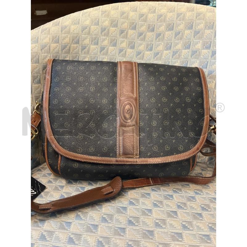 BORSA DONNA POLLINI PELLE NERA MARRONE LOGHI  | Mercatino dell'Usato Manduria 1