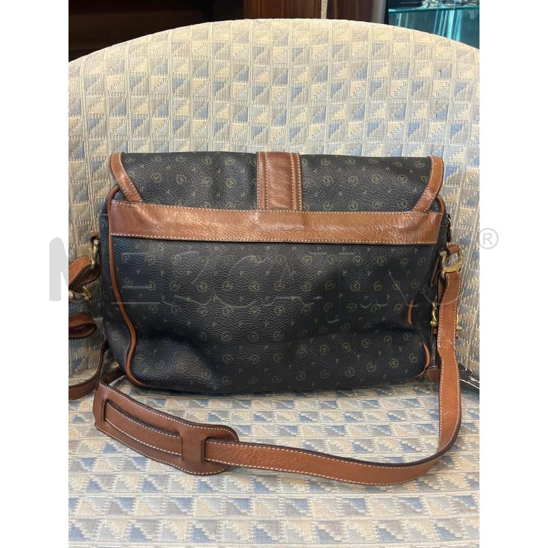 BORSA DONNA POLLINI PELLE NERA MARRONE LOGHI  | Mercatino dell'Usato Manduria 2