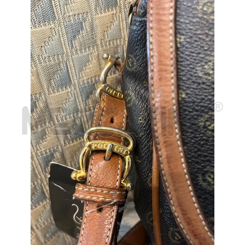 BORSA DONNA POLLINI PELLE NERA MARRONE LOGHI  | Mercatino dell'Usato Manduria 4