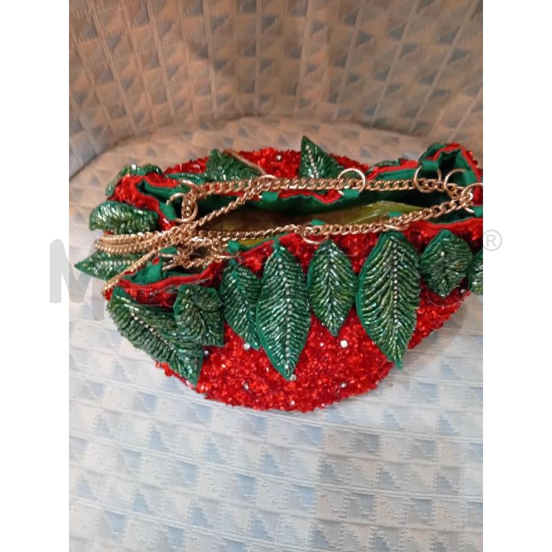 BORSA DONNA ZARA FRAGOLA ROSSA PERLINE  | Mercatino dell'Usato Manduria 4