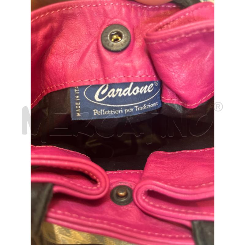 BORSETTA DONNA ANDREA CARDONE PELLE FUCSIA NERA | Mercatino dell'Usato Manduria 4