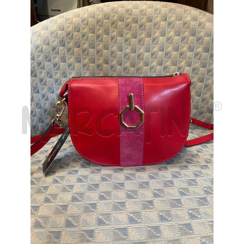 BORSETTA DONNA DIXIE PELLE ROSSA FUCSIA LOGO DORATO | Mercatino dell'Usato Manduria 1