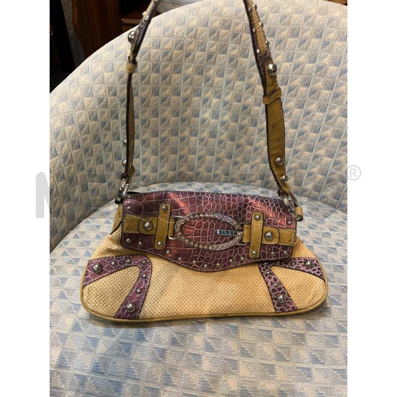 BORSETTA DONNA GUESS COCCO VIOLA CORDA STRASS BORCHIE | Mercatino dell'Usato Manduria 1
