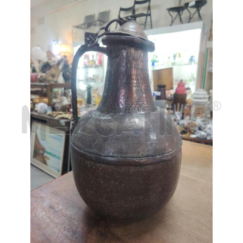 BROCCA RAME EPOCA BOMBATA CON COPERCHIO 36 CM CIRCA | Mercatino dell'Usato Manduria 1