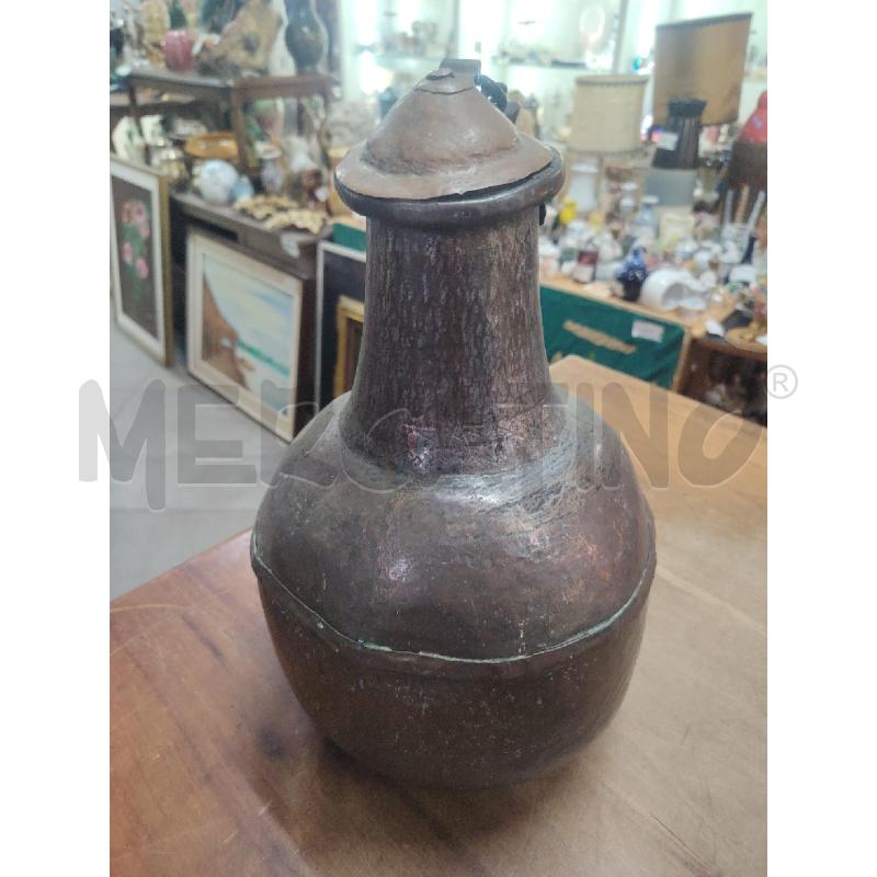 BROCCA RAME EPOCA BOMBATA CON COPERCHIO 36 CM CIRCA | Mercatino dell'Usato Manduria 2