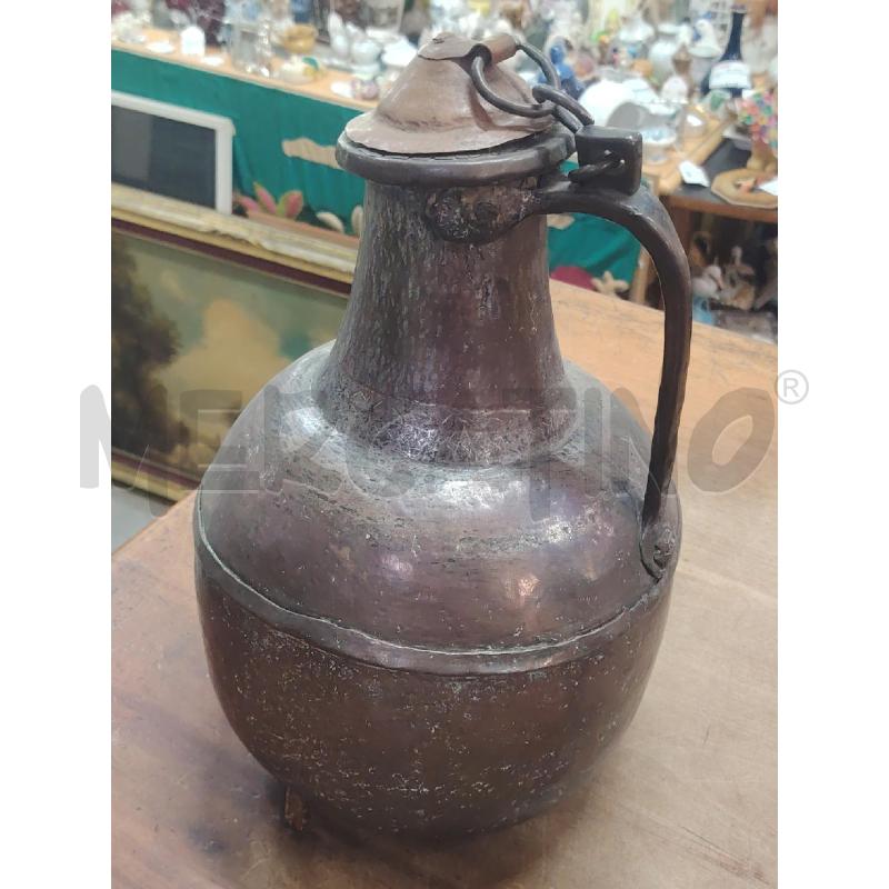 BROCCA RAME EPOCA BOMBATA CON COPERCHIO 36 CM CIRCA | Mercatino dell'Usato Manduria 3