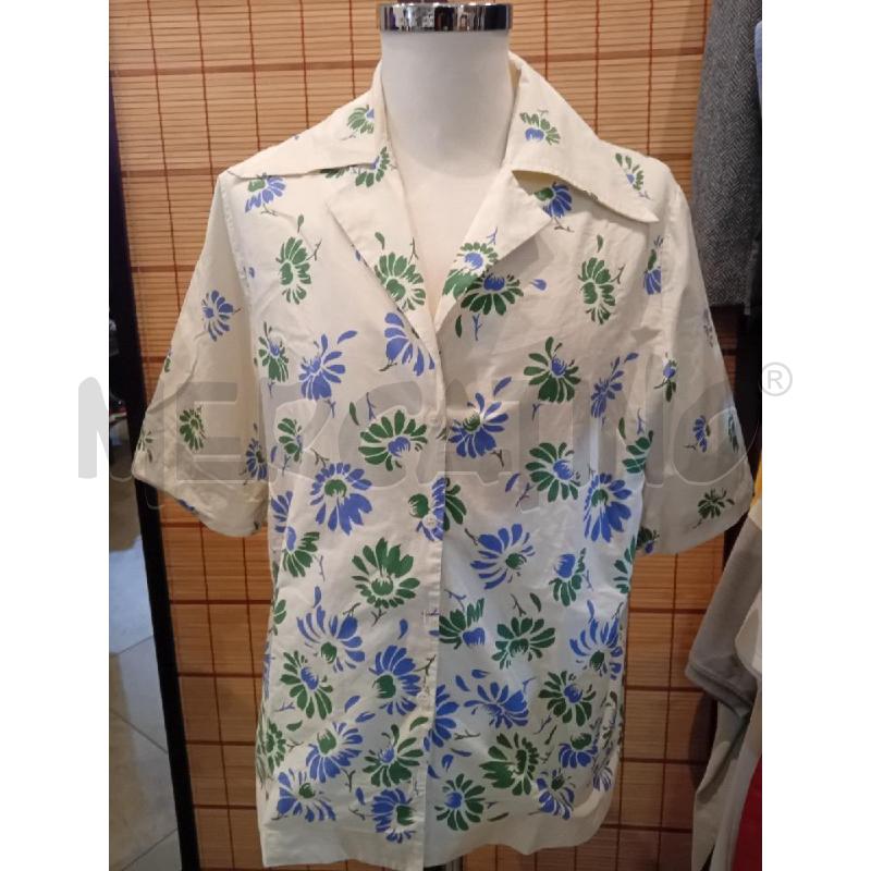 CAMICIA DONNA 42N OTTOD'AME PANNA FIORI AZZURRI VERDI | Mercatino dell'Usato Manduria 1