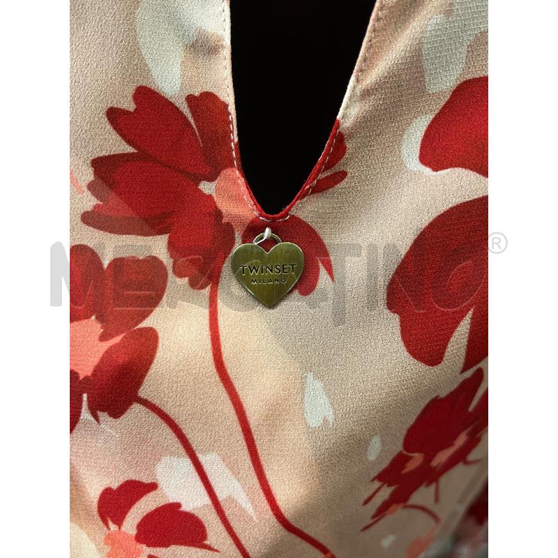 CAMICIA DONNA 50 TWINSET ROSA FIORI ROSSI  | Mercatino dell'Usato Manduria 3