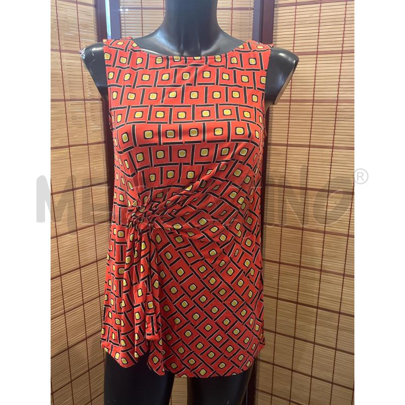 CANOTTA DONNA 42 MALIPARMI ROSSA FANTASIA GEOMETRICA DRAPPEGGIO | Mercatino dell'Usato Manduria 1