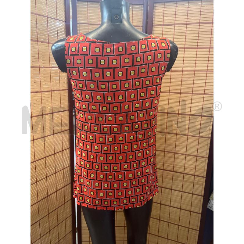 CANOTTA DONNA 42 MALIPARMI ROSSA FANTASIA GEOMETRICA DRAPPEGGIO | Mercatino dell'Usato Manduria 2