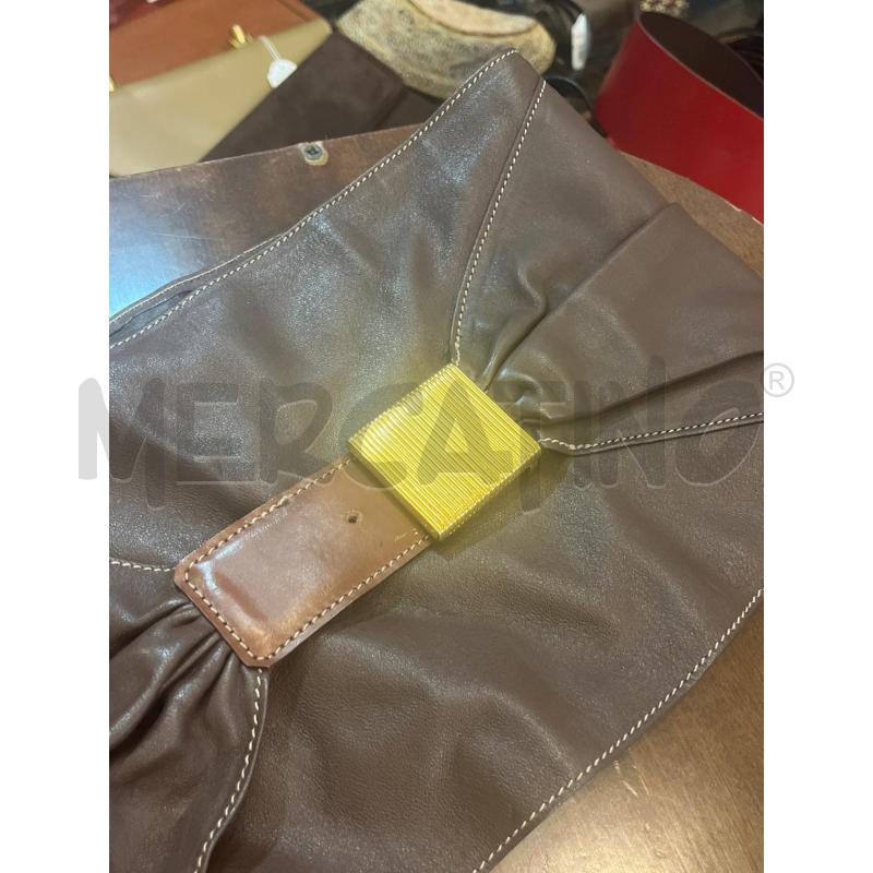 CINTURA DONNA GIANFRANCO FERRÈ PELLE MARRONE LARGA FIBBIA DORATA | Mercatino dell'Usato Manduria 3