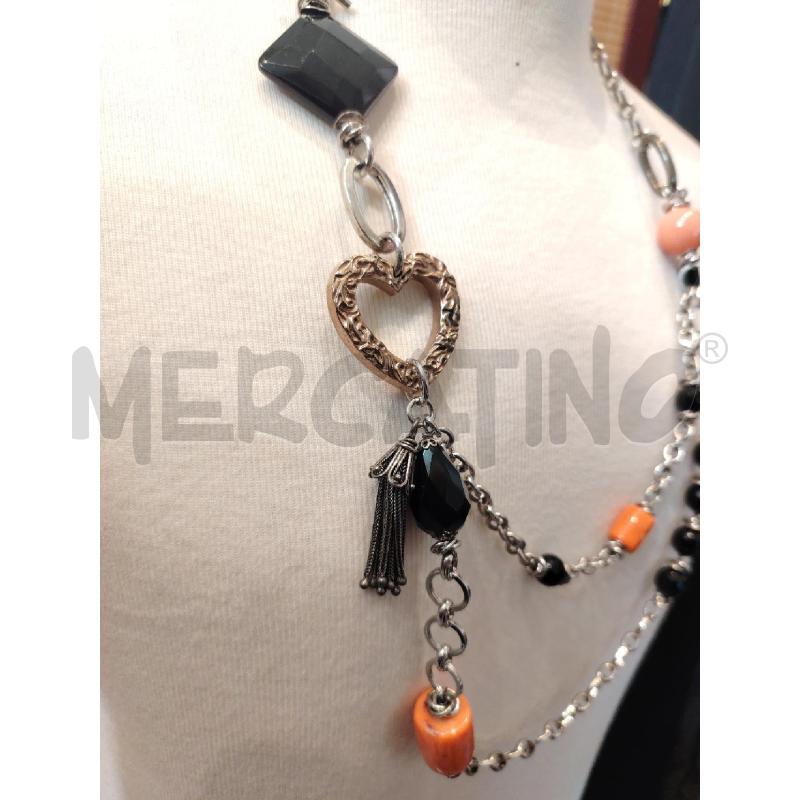COLLANA ALTA BIGIOTTERIA ARG CORALLO ONICE CUORE MARTELLATO | Mercatino dell'Usato Manduria 2