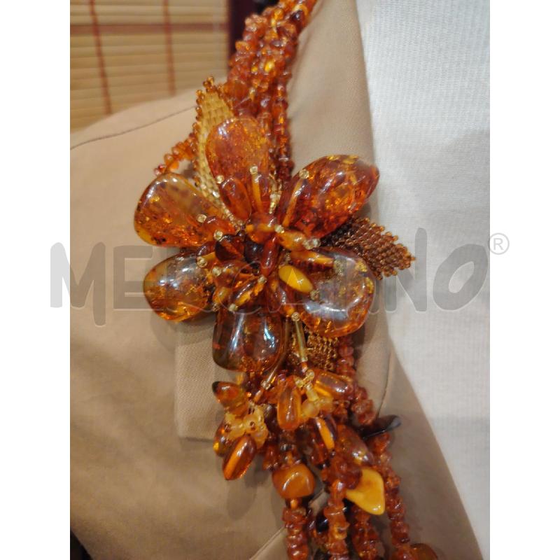 COLLANA MULTIFILO AMBRA CON FIORE E PERLINE | Mercatino dell'Usato Manduria 2