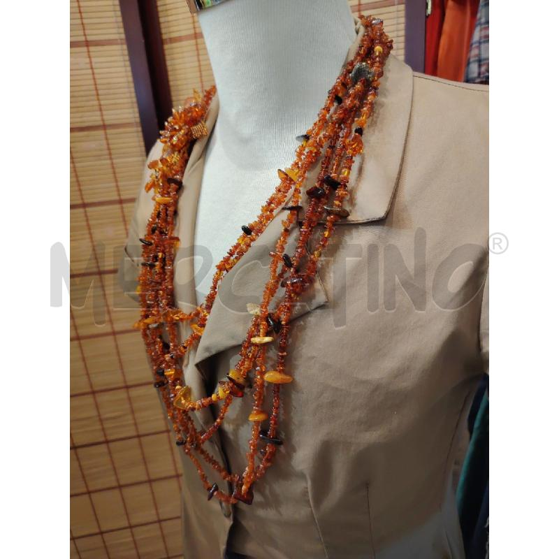 COLLANA MULTIFILO AMBRA CON FIORE E PERLINE | Mercatino dell'Usato Manduria 3