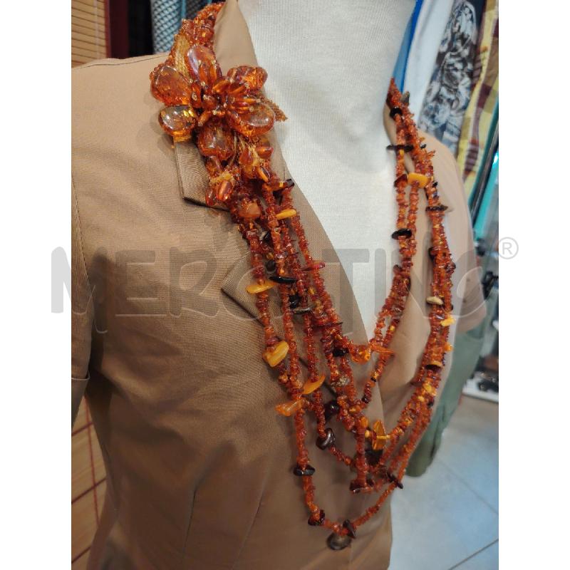 COLLANA MULTIFILO AMBRA CON FIORE E PERLINE | Mercatino dell'Usato Manduria 4