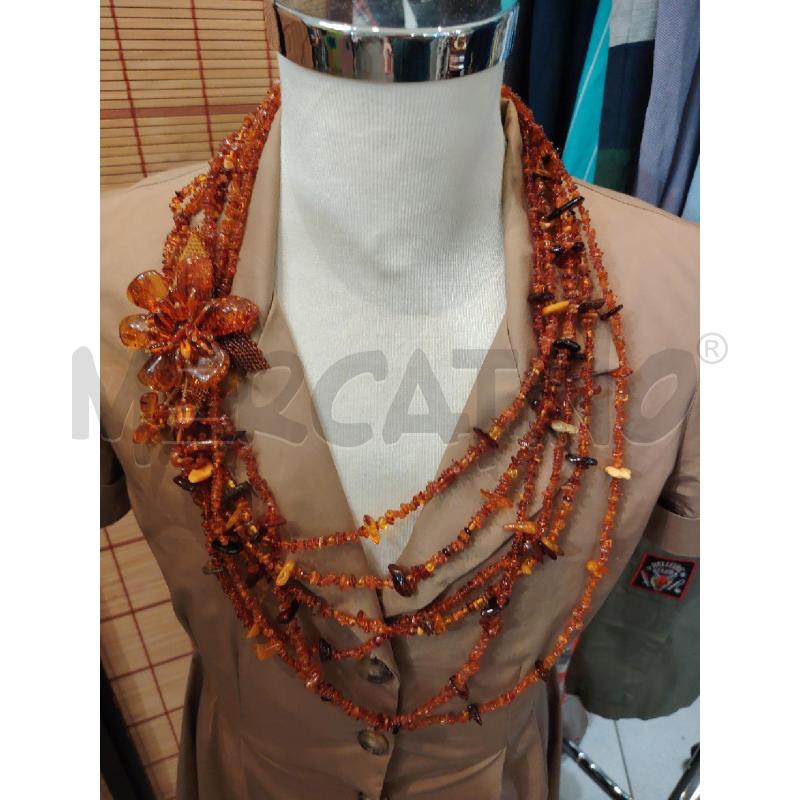 COLLANA MULTIFILO AMBRA CON FIORE E PERLINE | Mercatino dell'Usato Manduria 5