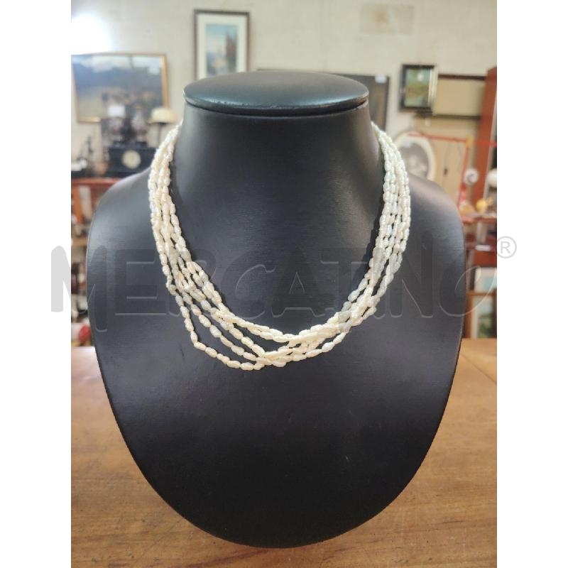 COLLANA MULTIFILO PERLINE FIUME CHIUSURA ARG | Mercatino dell'Usato Manduria 1
