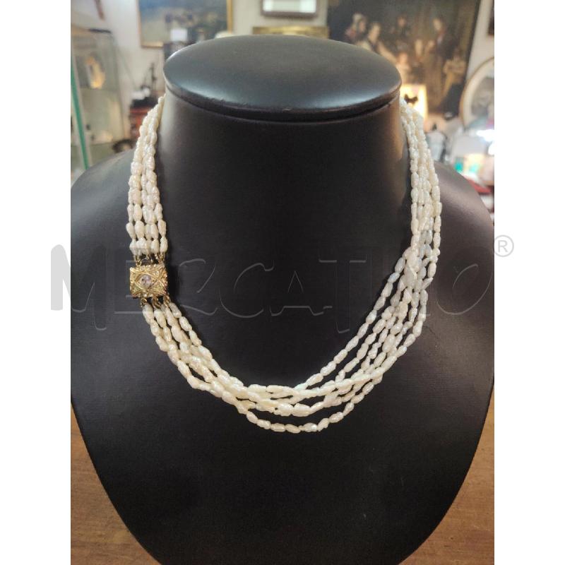 COLLANA MULTIFILO PERLINE FIUME CHIUSURA ARG | Mercatino dell'Usato Manduria 2