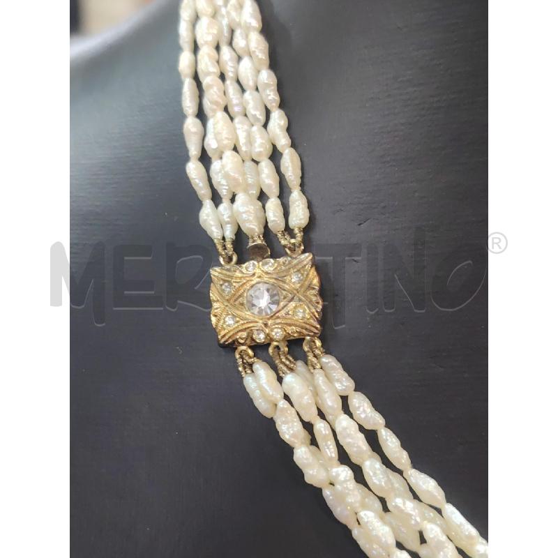 COLLANA MULTIFILO PERLINE FIUME CHIUSURA ARG | Mercatino dell'Usato Manduria 3