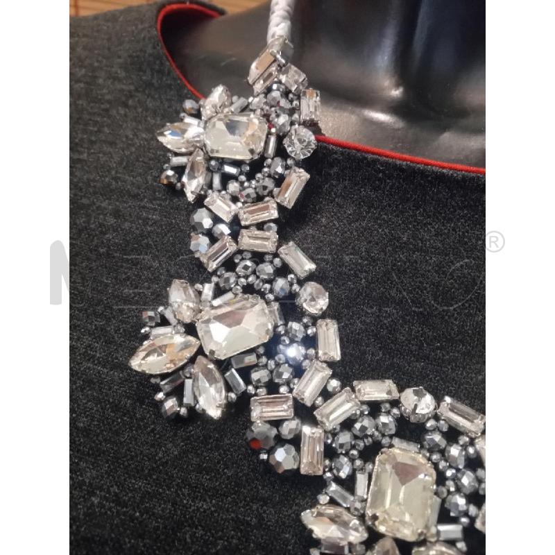 COLLANA TWIN SET STRASS GIOIELLO ARGENTATO  | Mercatino dell'Usato Manduria 5