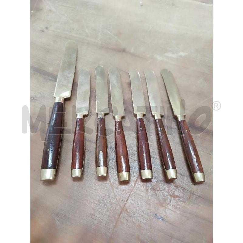 COLTELLI 1+6 MANICO LEGNO OTTONE | Mercatino dell'Usato Manduria 1