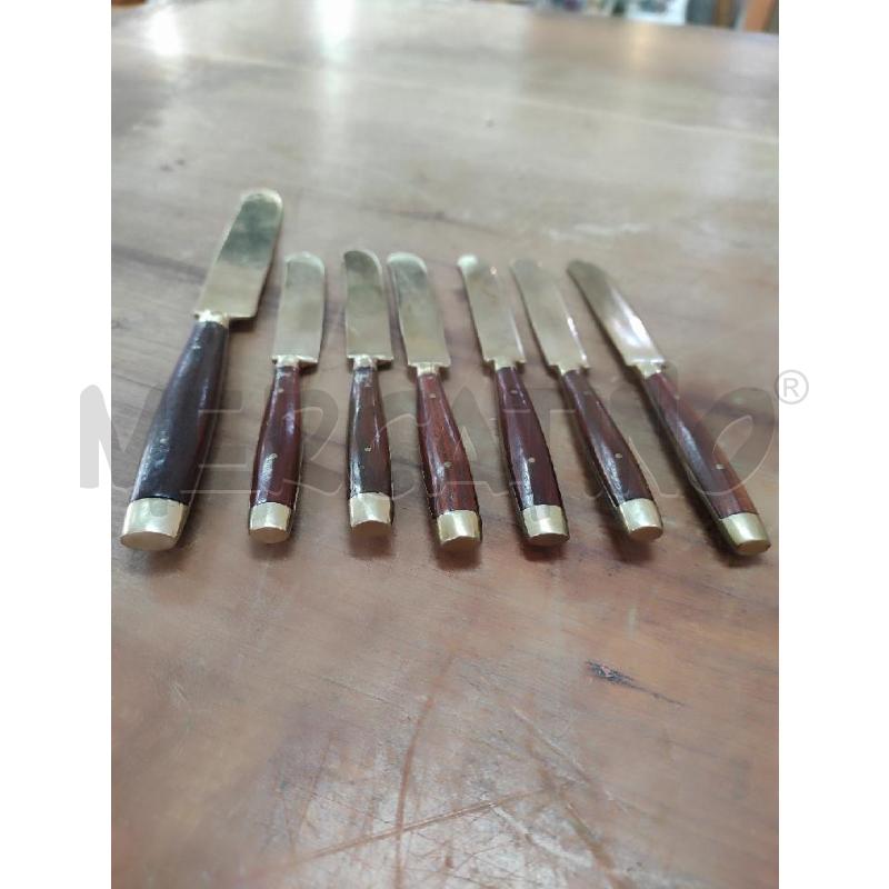 COLTELLI 1+6 MANICO LEGNO OTTONE | Mercatino dell'Usato Manduria 2