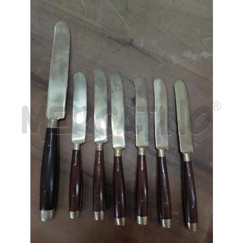 COLTELLI 1+6 MANICO LEGNO OTTONE | Mercatino dell'Usato Manduria 3